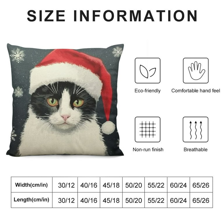 HENGT Cat Pillow Covers cat Throw Pillow Cat Pillow Cases cat Pillow Cover Cat Gifts for Cat Lovers cat Christmas Pillows Christmas cat Decorations