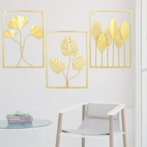3 PCS 24" Metal Wall Art Hanging Sculpture Gold Leaf Home Garden Decor Wall Art Ornament