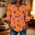 thumbnail image 5 of JOANKDMI Women Creepy Spider T Shirt Web Graphic Print V Neck Tunic Casual Bell Sleeve Shirt With Buttons for Roleplay and Spooky Halloween Party Dress Up Novelty Apparel, 5 of 7