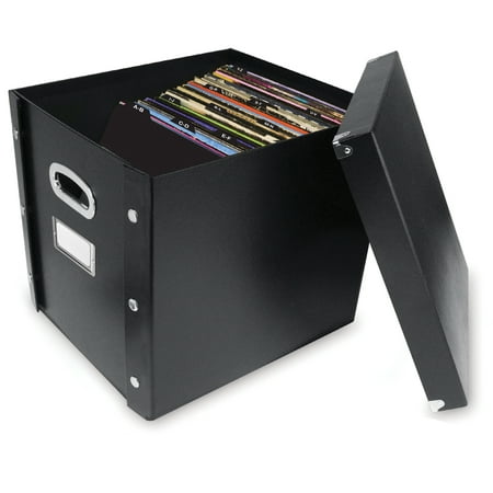 Snap-N-Store Vinyl Records Storage Box, Black, 13 Count Record Guides, Gift Idea for Adults