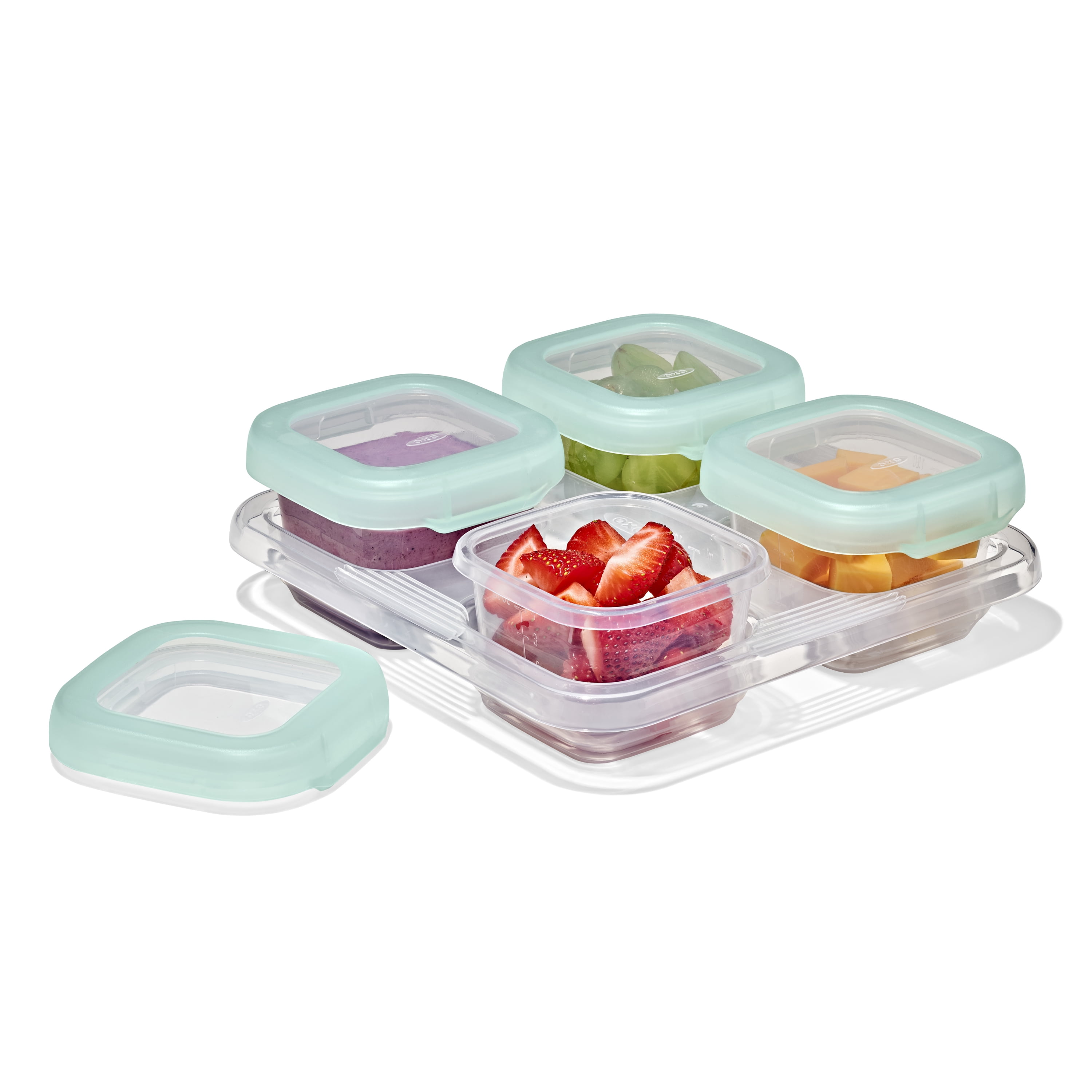 OXO Tot Baby Blocks Food Storage Containers 4 oz, Opal, 4-Pack, For Infants Ages 0-12 Months