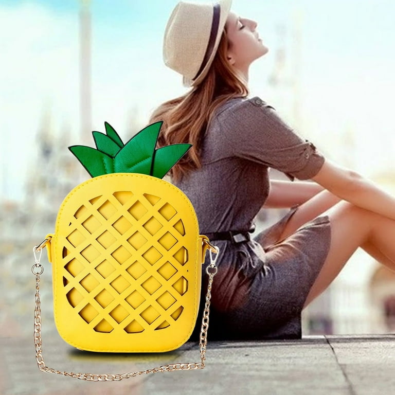 School Supplies Women Pineapple Purse Summer Girl Yellow Crossbody Shoulder Bag For Tropical Party Decorations