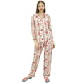 thumbnail image 2 of Bimba Off-White Button-Down Shirt With Elastic Waist Pajama Pant Night Wear-4, 2 of 5