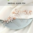 thumbnail image 2 of Bride Wedding Flower Hair Pins Bridal Pearl Hair Piece Crystal Hair Accessories for Women and Girls (Pack of 3) (Rose Gold), 2 of 4