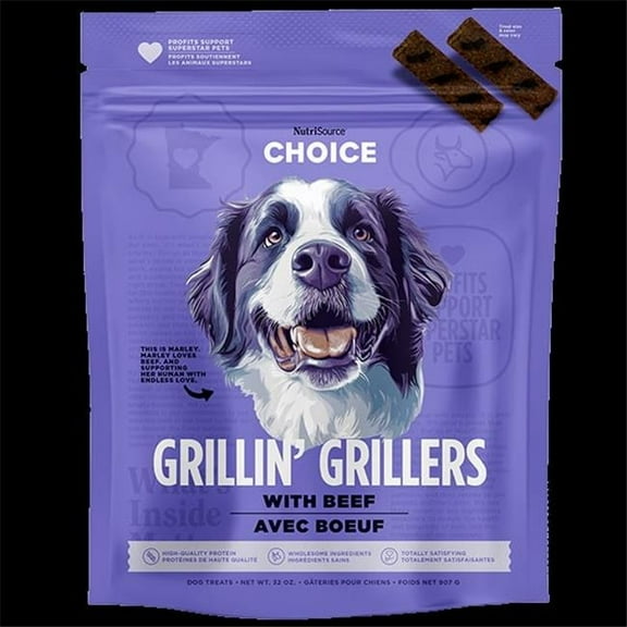 Nutrisource 872713 MP4 32 oz Beef Grillin Grillers Dog Treat - Pack of 4