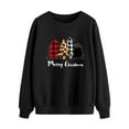 thumbnail image 3 of TWZH Women Merry Christmas Plaid Crew Neck Solid Sweatshirt Top, 3 of 6