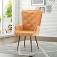 thumbnail image 3 of UNICOO High Wingback Living Room Chairs, Vintage Button Wingback Chair, Velvet Side Chair Leisure Chair Wingback Reading Chair for Living Room Bedroom Waiting Room (Hermes Orange), 3 of 7