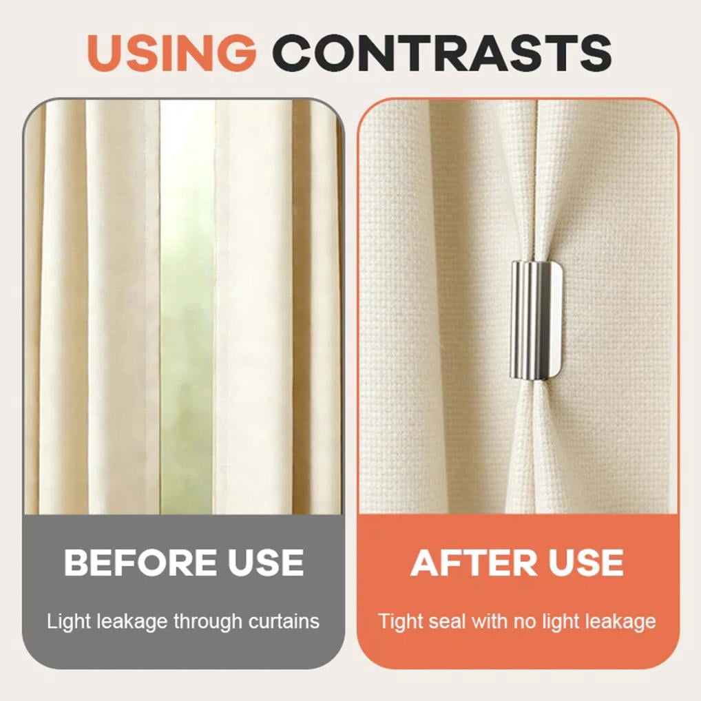Fountwell Magnetic Curtain Clips – Hold Curtains Closed, Detachable Buckle, No Drill, Privacy Protection for Indoor & Outdoor Patio Curtains