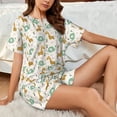 thumbnail image 4 of Susaid Giraffe And Elephant Print Women's Pajama Set, Button-Up Sleepwear with Elastic Waist Shorts, Perfect for Lounging, Yoga, Beach, and Casual Wear-4X-Large, 4 of 7