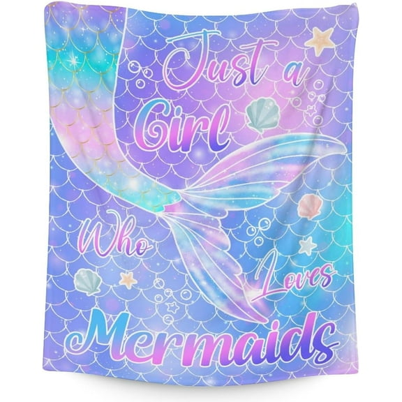 XZYG Mermaid Tail Blanket Gifts Cute Throw Blanket for Grils Soft Fuzzy Blankets for Couch & Sofa(50*60inch)