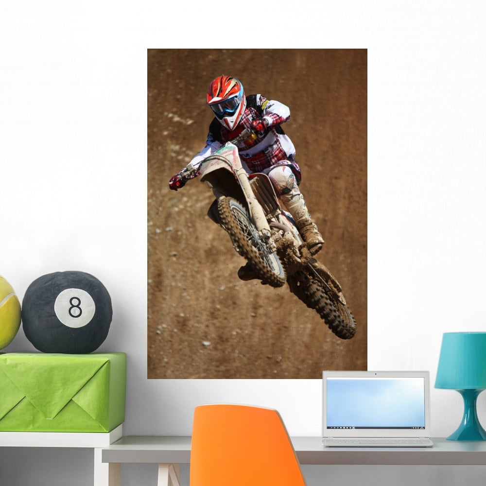 Motocross Dirtbike Air Wall Mural by Wallmonkeys Peel and Stick Graphic (36 in H x 24 in W) WM68087