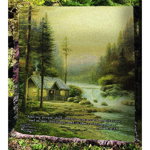 Manual Inspirational Collection 50 x 60-Inch Tapestry Throw with Verse, Evening in Forest