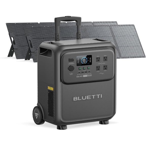 BLUETTI Elite 400 Solar Generator with 2×200W Solar Panels (Ships Separately), 3840Wh LFP Battery Backup, 2600W AC Output, 3900W Peak Power