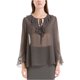 thumbnail image 1 of Max Studio London Blusa de punto con volantes para mujer, negro, XS, 1 of 1