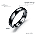 thumbnail image 2 of Anillo De Pareja De Titanio Liso De Acero Inoxidable Simple Xtellar negro, 2 of 4