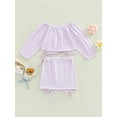 thumbnail image 4 of Franhais Toddler Girls 2 Pieces Outfits,  Ruched Long Sleeve Tops + Elastic Waist Mini Skirts Set, 4 of 9