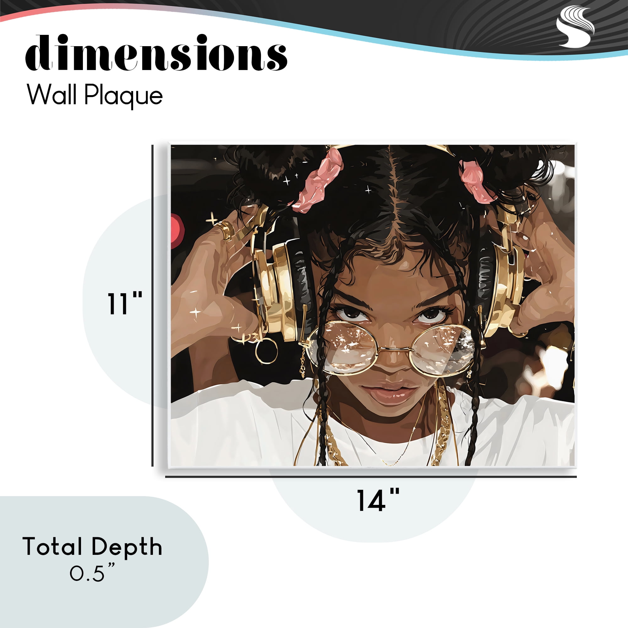 Stupell Industries Trendy Girl with Gold Headphones Wall Plaque Art, design by Franklyn Gregory