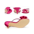 thumbnail image 2 of BLISSFUL STEP Women's Shoes Satin Kitten Heel Mules Bow Rhinestone Strap Open Toe Sandals Hot Pink 9.5, 2 of 7