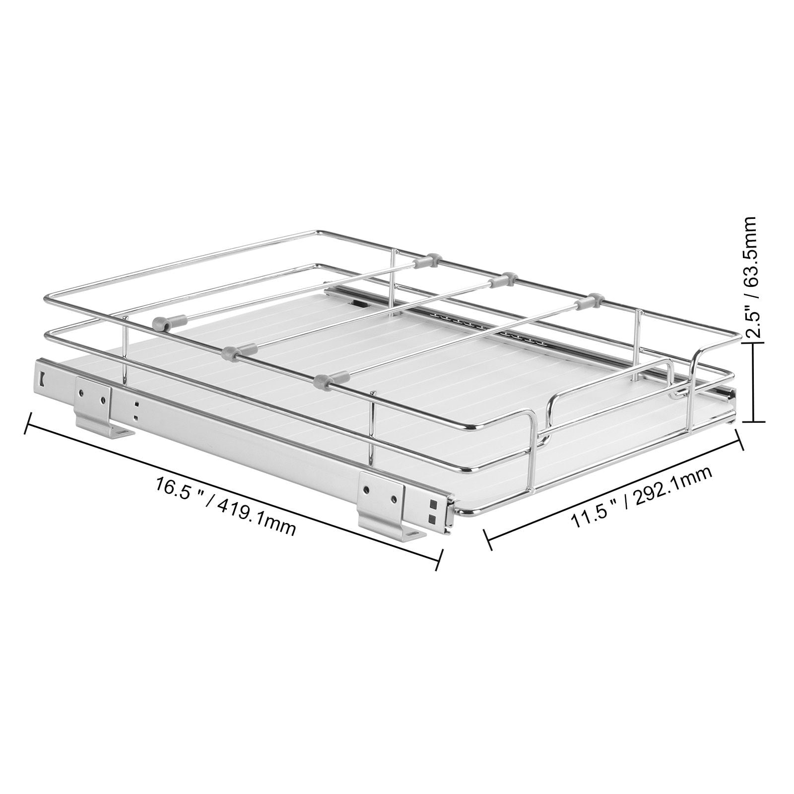 Heavy Duty 12.5" Pull Out Cabinet Organizer with Steel Slide Out Pantry Shelves,Ideal Under Sink Storage Solution,Fits 14"Wx17.5"Dx7"H Cabinets