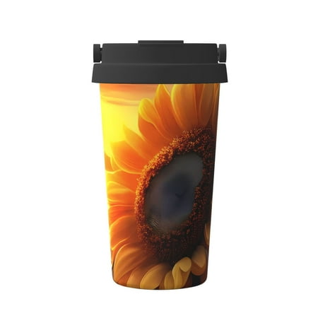 

Pofeuu Sunset Coast Sunflower Print Coffee Mug Iced Coffee Tumbler Cup Double Wall Vacuum Leak-Proof Thermos Mug CoffeeThermos Travel Mug