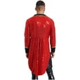 thumbnail image 4 of TiaoBug Mens Circus Ringmaster Jacket Costume Glitter Sequins Magician Blazer Tailcoat Outerwear Red L, 4 of 7
