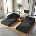 thumbnail image 3 of 78-Inch Convertible Sleeper Sofa Bed, Black Couch with Storage Bag, High-Density Foam, Corduroy Upholstery, Space-Saving & Portable for Living Room, Home Office, 3 of 9