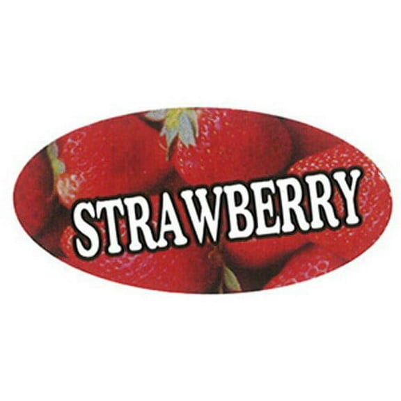 Specialty Printing Oval Strawberry Flavor Label, 1.96" x 31/32" | 1000/Roll