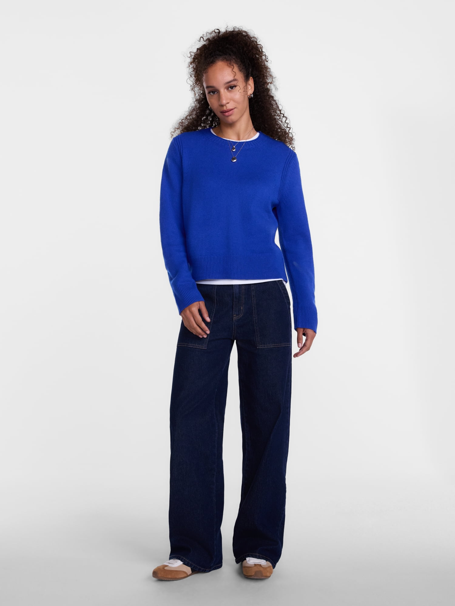 Scenario Women's and Women's Plus Cozy Crewneck Sweater with Long Sleeves, Sizes XS-4X