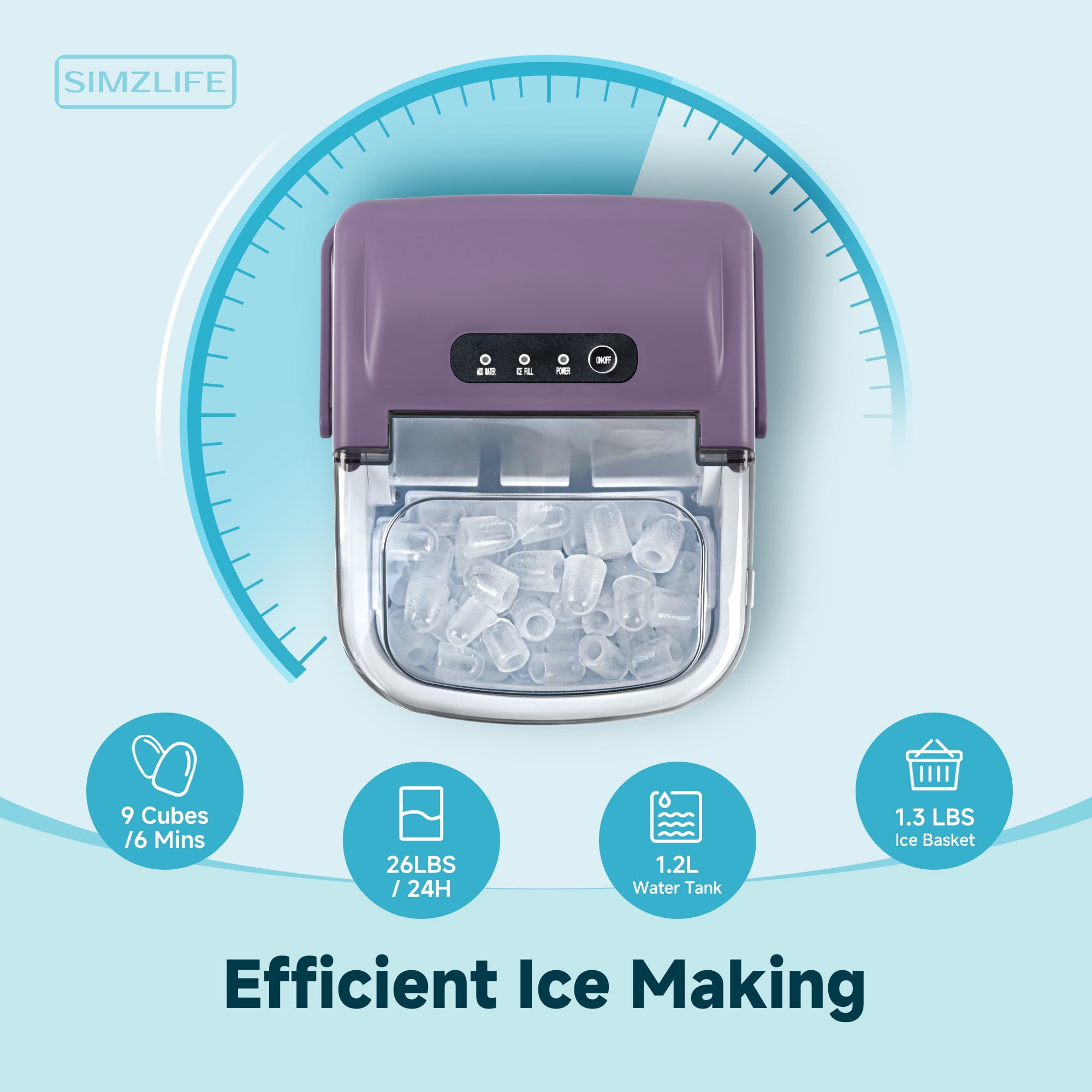 Simzlife 26 lbs/24H Countertop Ice Maker Machine, 9 Bullet Simzlife 26 lbs/24H Countertop Ice Maker Machine, 9 Bullet