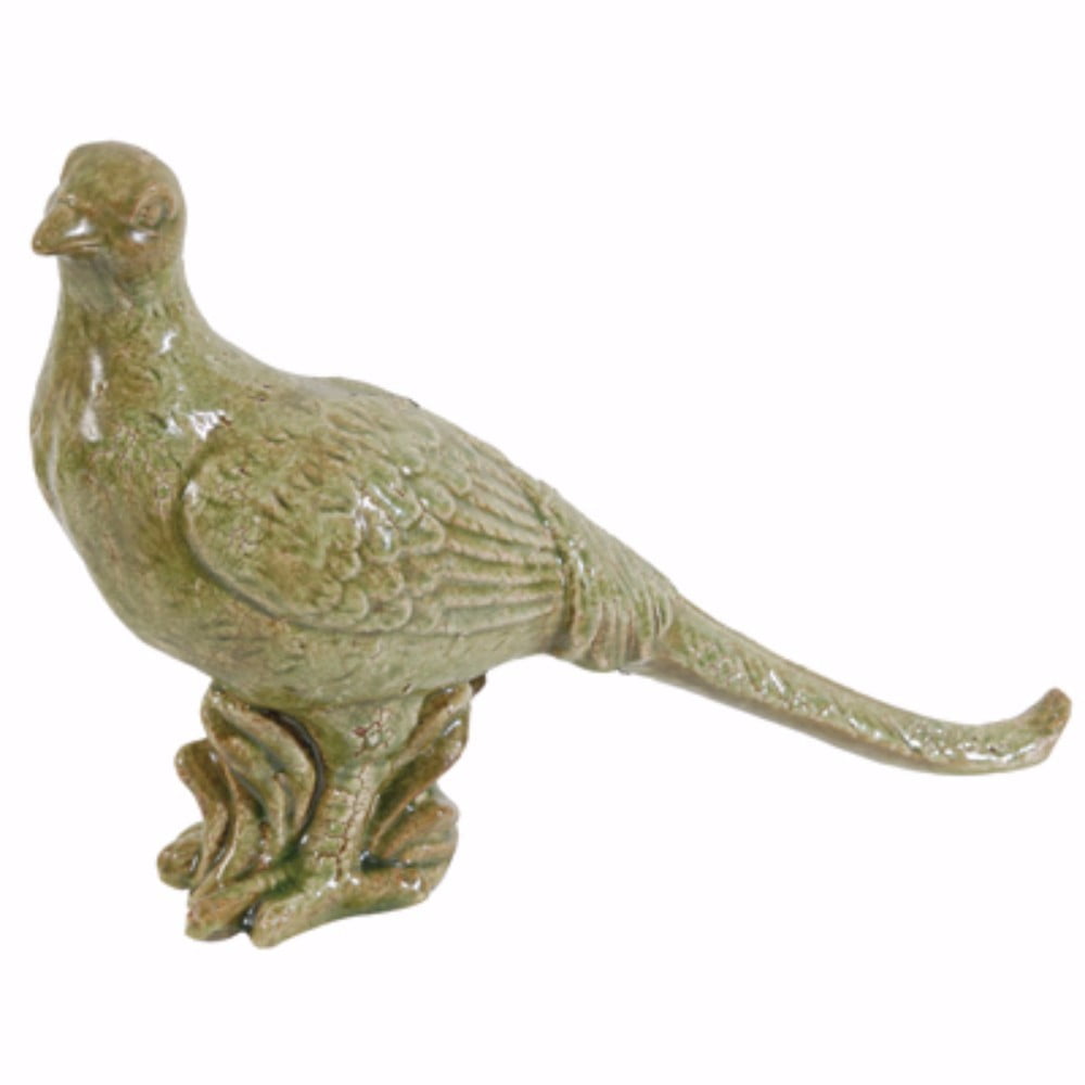 Ceramic Peacock Statue, Green