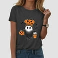 thumbnail image 2 of YDFCWXW Funny Halloween Shirts for Women Vintage Short Sleeve Crew Neck Holiday Party T Shirt 2025 Fall Witch Pumpkin Tops Grey, M, 2 of 5