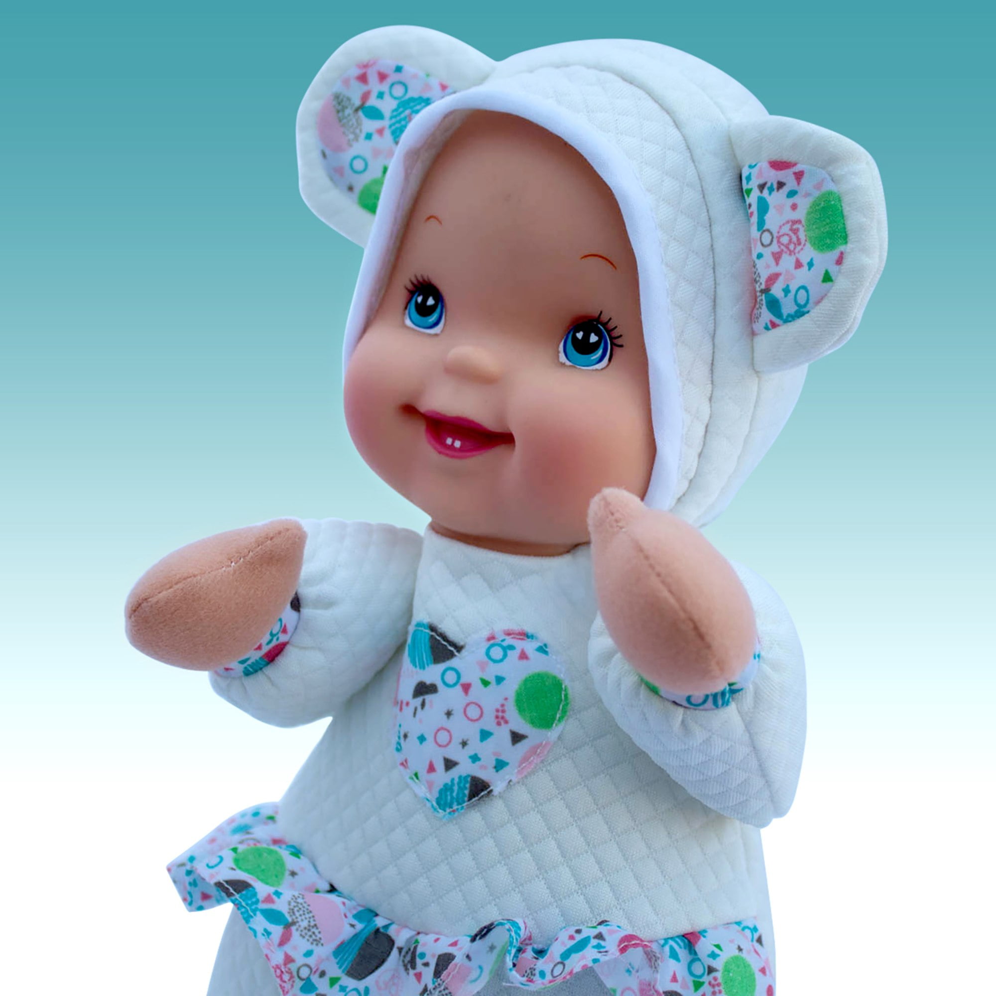 Baby's First: Love Bear Baby Doll - White Quilted Outfit, Interactive Musical Doll, Plays This Little Light of Mine, Soft Toy, Baby-Kids-Toddlers 3mo+