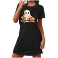 thumbnail image 1 of Camisón corto de talla grande para mujer, camisón de manga corta con estampado de pecho a la moda, camisón para mujer, 1 of 3