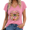 1-pink, variant on UNISHE Women's Vintage Block Print Graphic V-Neck Short Sleeve T-Shirt White Distressed Tulip Art Tee