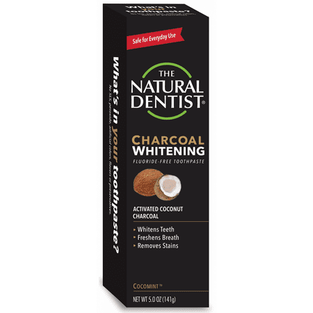 The Natural Dentist Charcoal Whitening Fluoride-Free Toothpaste, Cocomint, 5 Oz