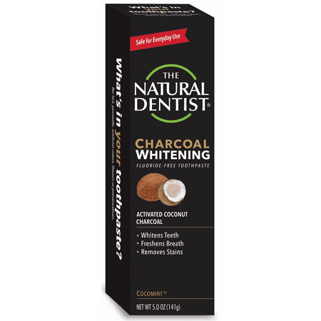 Lemon Natural Toothpaste - The Natural Dentist Charcoal Whitening Fluoride-Free Toothpaste, Cocomint, 5 Oz Tube