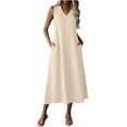 thumbnail image 2 of Horkkom Maxi Dresses for Women Sleeveless Linen Summer Dresses Beach Casual Long Dresses with Pockets, S-2XL, 2 of 9