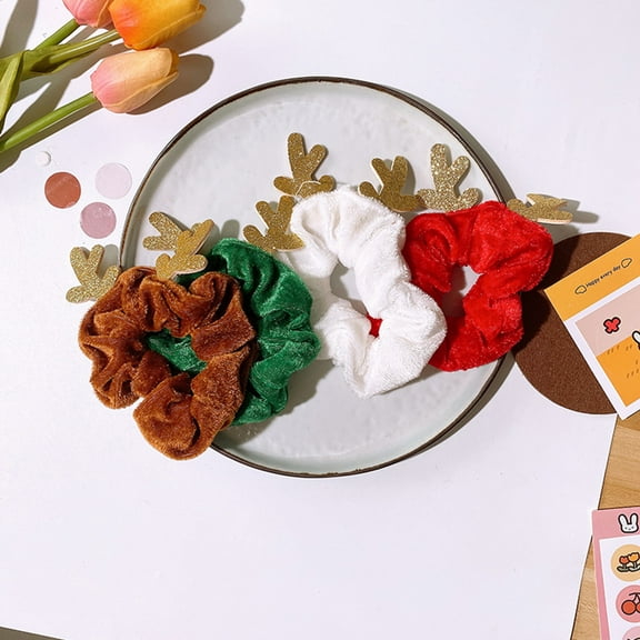 Uonlytech 4Pcs Hair Accessories Scrunchies Red Round Hair Accessory for Adults