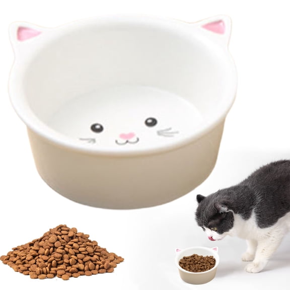 Raised Cat Food Bowl Ceramic 15° Tilted Cat Food Bowls Protect Cat's Spine Anti Vomiting Backflow Prevention Bowls for Adult Kitty, Kitten, and Small Dogs, Pink