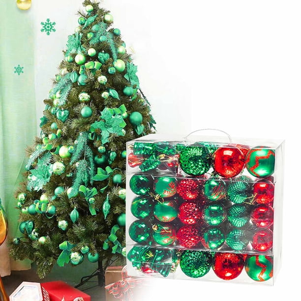 Decoraciones navideñas, adornos navideños, regalos navideños 116 juegos de bolas colgantes de decoración de árbol de Navidad galvanizadas Una bola