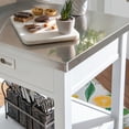 thumbnail image 4 of Linon Yates 2-Tier Mobile Serving Cart with Stainless Steel Top, 34" Length, White, 4 of 19