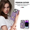 thumbnail image 5 of Allytech Wallet Case for iPhone 14, [Large Capacity] Wallet Case with Card Slots & Zipper Pocket, Premium PU Leather Metal Snap Kickstand Shockproof Case with Shoulder Strap, Purple, 5 of 9