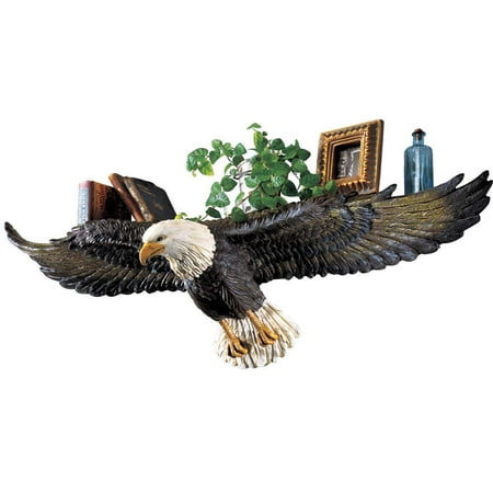 Collections Etc 3D Sculpted Flying Bald Eagle Wall Shelf, Black
