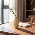 thumbnail image 5 of REGALWOVEN Small Ceramic BudModern Mini Vase, Decorative Flower Vase for Desktop, Shelf & Bathroom, Minimalist Boho Home Decor Yellow 2.6"L x 2.6"W x 4.7"H, 5 of 6