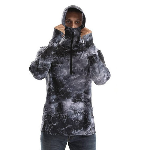 Camisa con capucha y protección solar shamjiam para hombre camiseta fina con protección contra erupciones mascarilla