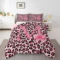 thumbnail image 3 of Homewish Cheetah Print Letter Bedding Comforter Set, Pink Bowknot Monogrammed M Twin Comforter Sets, Modern Fashion Style Reversible Bedding Set, Luxury Bedroom Decor, 2 Pieces, 3 of 8