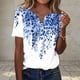 thumbnail image 1 of TaTaai Womens Casual Loose Fit Random Print V Neck Tops Button Decor Short Sleeve T Shirts Soft Lightweight Comfy Fashion Daily Wear Blouses for Women Gift, 1 of 7