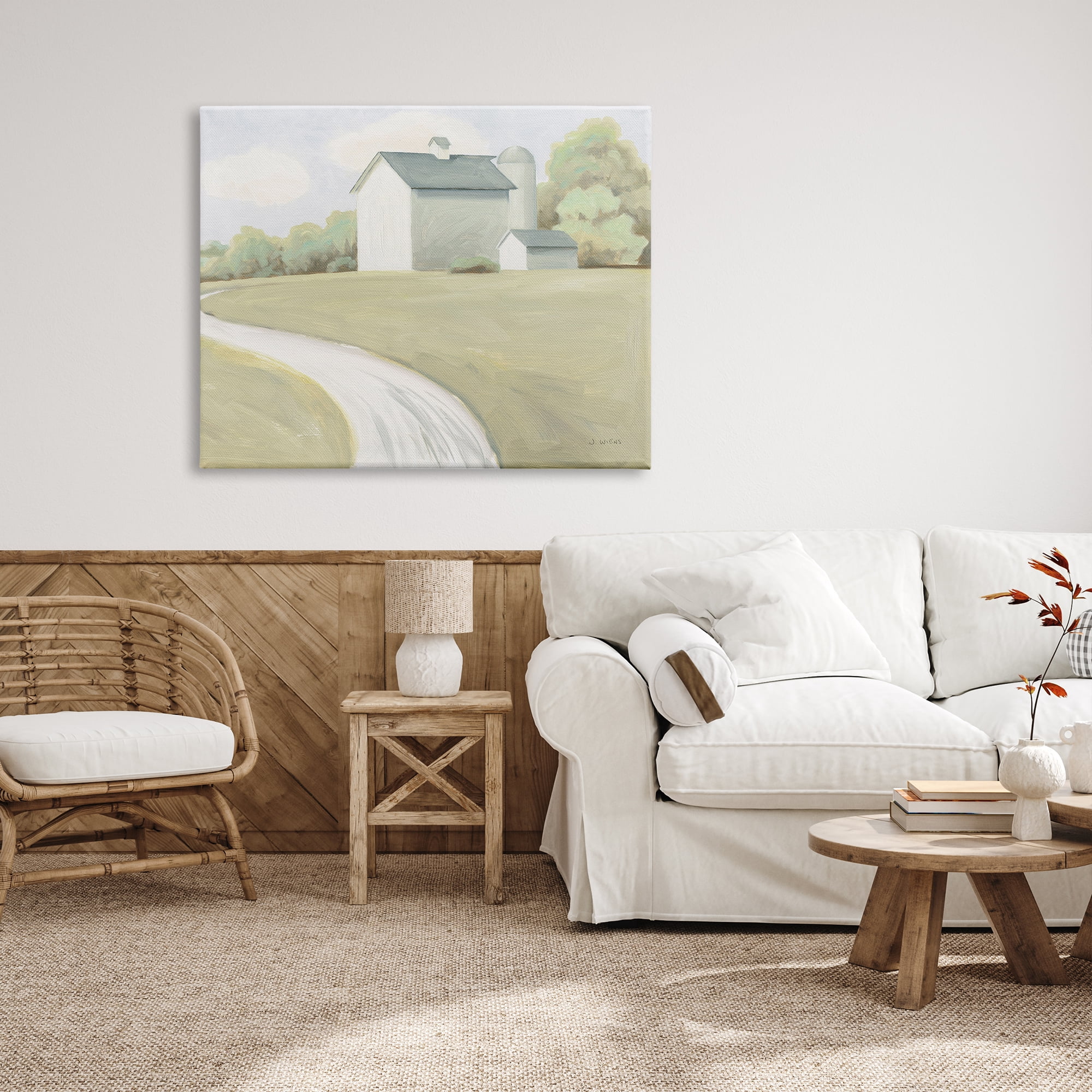 Stupell Industries Country Path to Barn Nature Painting Gallery Wrapped Canvas Print Wall Art, 48 x 36