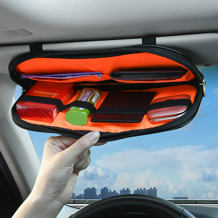 Car Sun Visor Organizer, Auto Interior Accessories Storage Pocket Truck  Organizer Pouch Holder Tissue Case Bag Sunglass Holder for Car with