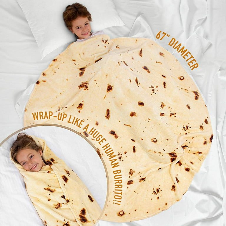 Burrito Tortilla Throw Blanket iMounTEK Pancake Wrap Blanket Soft Round Swaddle for Adults Kids Baby Pets